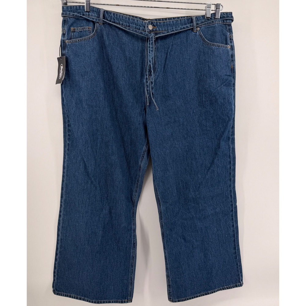 Buffalo Jeans Women 22 Blue Wide Leg High Rise Relaxed Fit 100% Cotton Denim